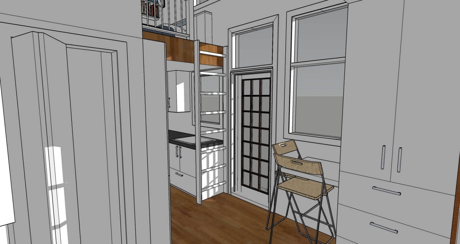 Tiny Home Rendering - ladder to loft