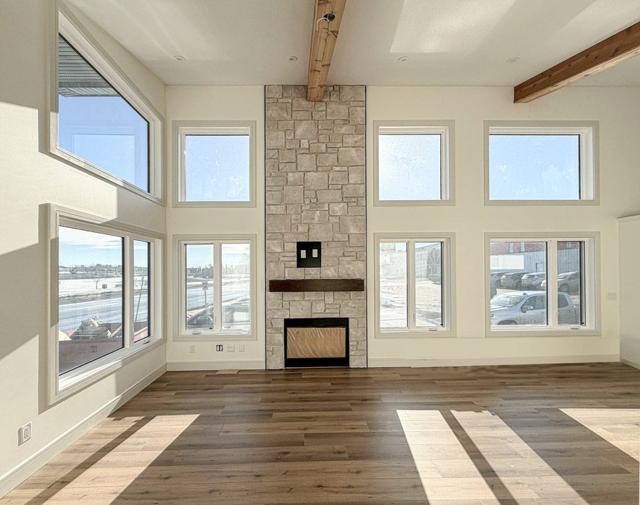 Natural Gas Fireplace with custom stone